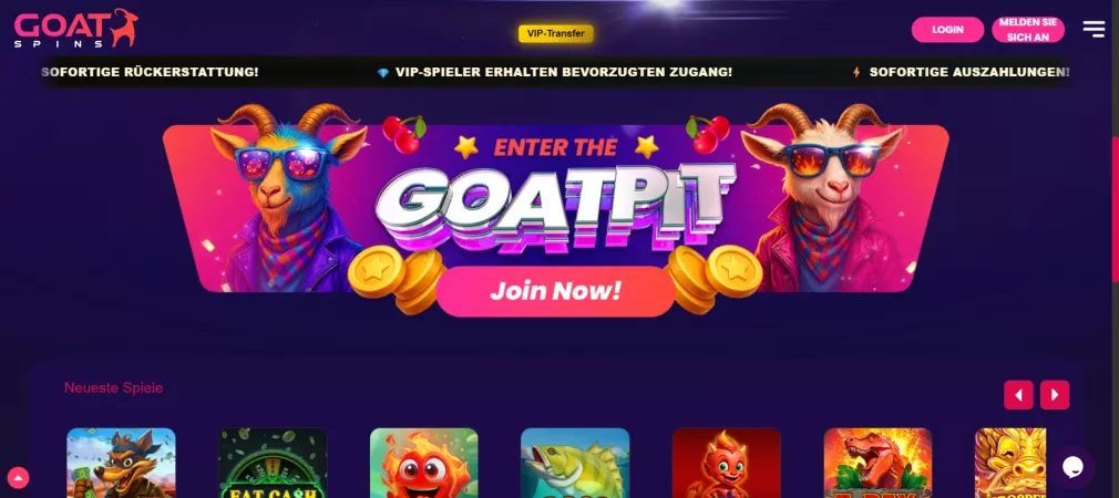 Goatspins Casino – 100% bis zu 300 € + 100 Freispiele zum Willkommen